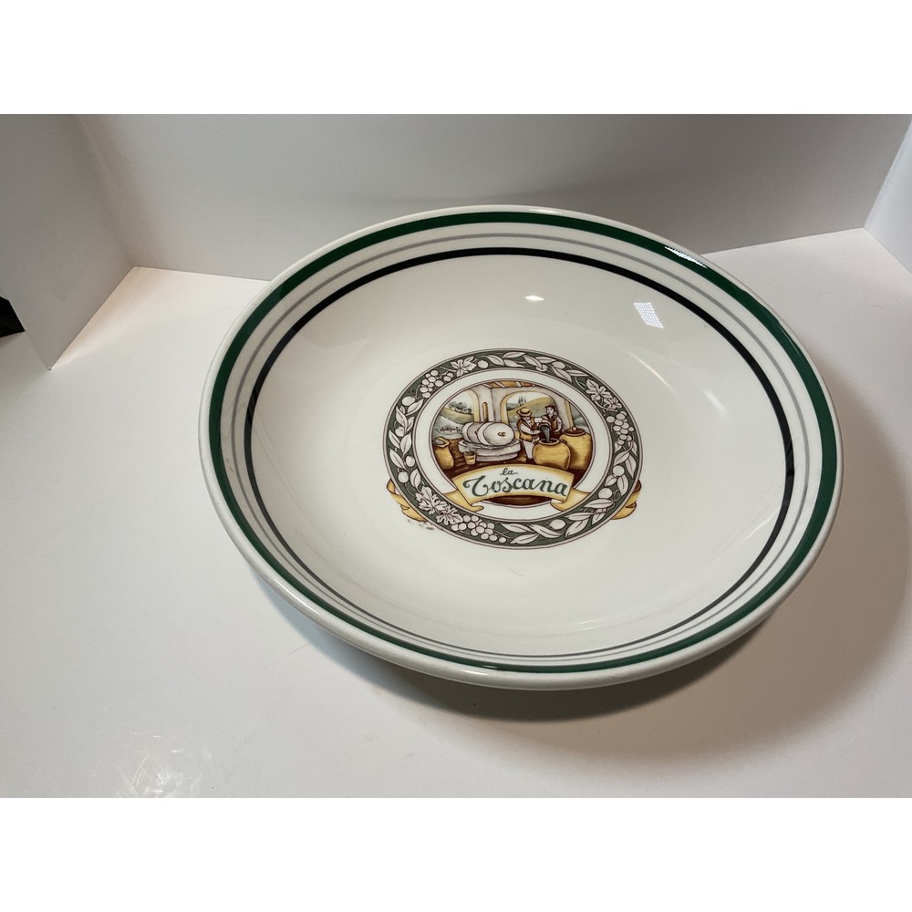La Toscana Made in Italy Ceramic Bowl Green Stripe Accent